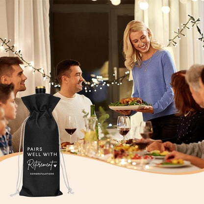 Black Retirement Wine Bag Retirement Gifts for Women Men Farewell Gifts for Coworkers Going Away Gift for Friends Boss
