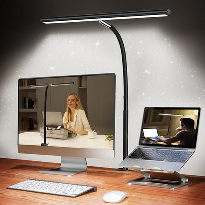 Airlonv LED Desk Lamp - Eye-Caring Adjustable Gooseneck Light with Stepless Dimming | Black, 10W USB Adapter