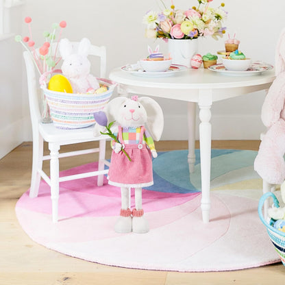 Skiennix Standing Easter Bunny Decor - Plush Gnome Figurine with Stretchable Legs | Cute Pink Spring Decoration for Home and Office