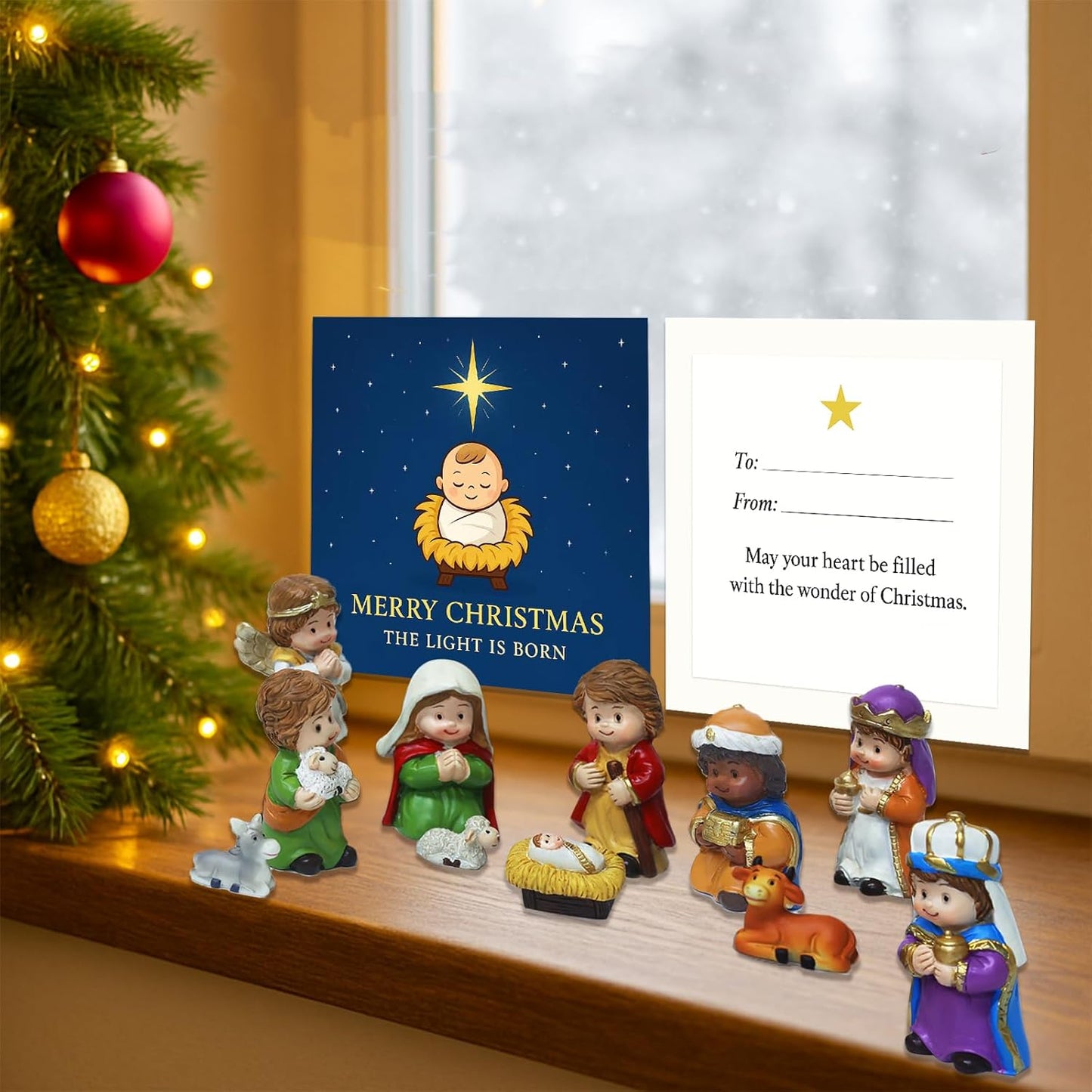 Nativity Scene Figurine Set by 2025 - 12-Piece Christmas Manger Display with Holy Family & Wise Men | Gift-Boxed Holiday Décor