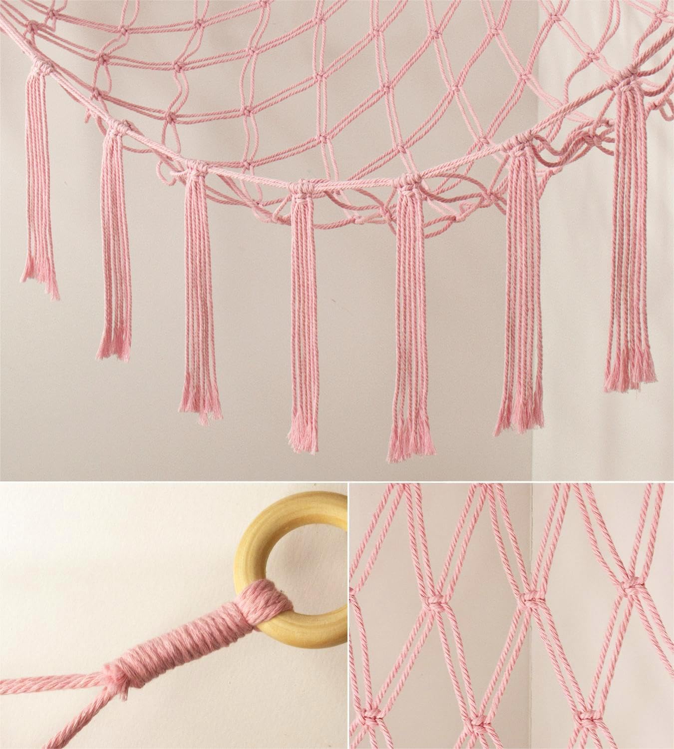 mirolam Stuffed Animal Storage Hammock Net - Toy Hammock Net for Stuffed Animals Corner - Hanging Stuff Animal Organizer Holder Large Pink Baby Nursery Room Decor