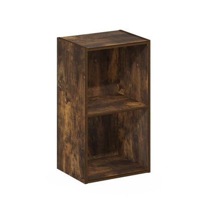 Furinno PASIR Book Shelf, 2-Tier Modern Bookshelf, Open Shelves Bookcase 9 x 12 x 21, Easy Assembly, for Living Room, Bedroom, Home Office, Amber Pine