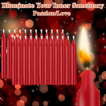 Kunrsug 24 Pack Red Spell Chime Candles - Premium Mini Unscented Taper Candles for Rituals | 4 Inch Tall, Perfect for Altar and Meditation
