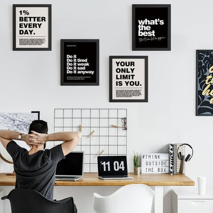 DSHFG Motivational Wall Art Prints - Set of 4 Inspirational Retro Posters for Office & Home Decor | 8x10 Unframed