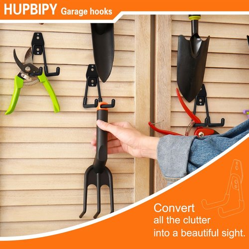 HUPBIPY Heavy Duty Garage Hooks - 18 Pack Steel Wall Mount Organizer for Tools, Ladders & Bikes