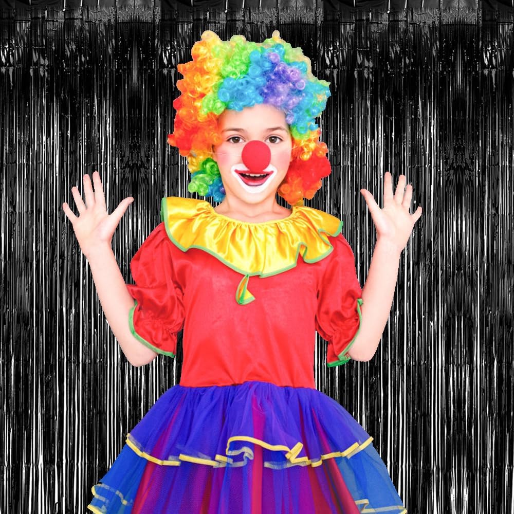 Skiennix Black Party Streamers - Tinsel Foil Fringe Curtains for Halloween & Birthday Decor | 5 Pack