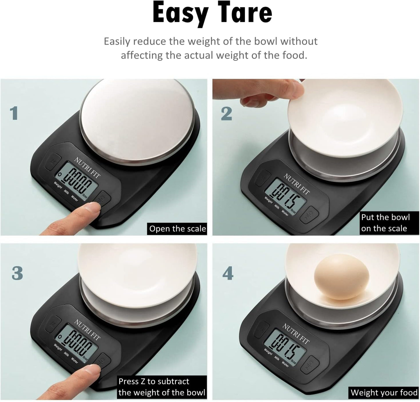 NUTRI FIT Digital Food Scale - Accurate Weight Measurement in Grams & OZ | Stainless Steel, Black Finish
