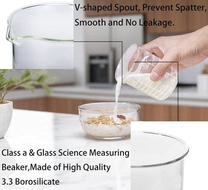 Ackers Measuring Cup Set - Glass Etching Design | 1/2-Cup, 1-Cup, 2-Cup | Dishwasher & Microwave Safe