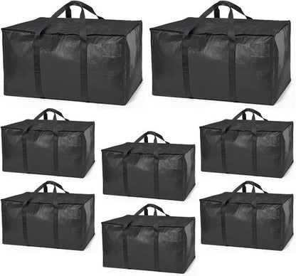 ClearSpace Oversized Moving Bags - Heavy-Duty Storage Bags with Backpack Straps & Zippers | 8 Pack for Easy Moving