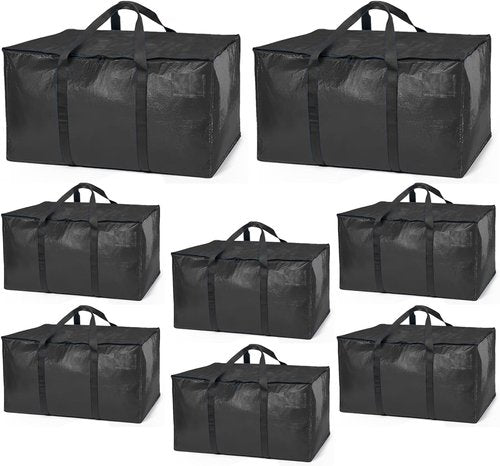 ClearSpace Oversized Moving Bags - Heavy-Duty Storage Bags with Backpack Straps & Zippers | 8 Pack for Easy Moving