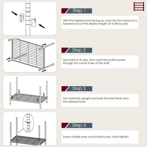 BestOffice 6-Tier Wire Storage Shelves - Heavy-Duty Adjustable Racks with Wheels | 48x18x77 | Black | Easy No-Tool Assembly