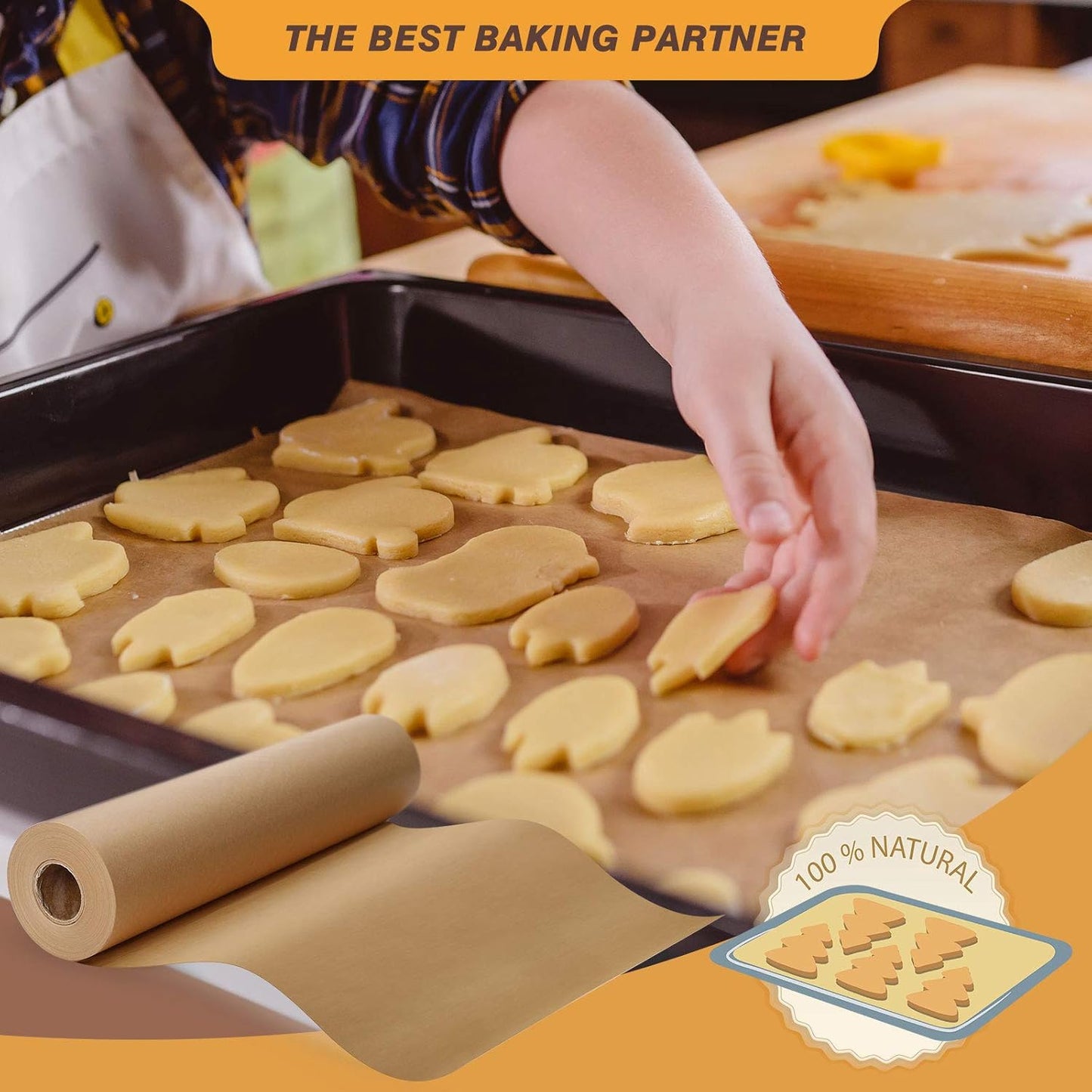 Unbleached Parchment Paper - Non-Stick Baking Roll, 12 In x 240 Ft for Cooking & Grilling