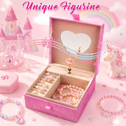 PinkSheep Pink Butterfly Musical Jewelry Box for Girls – Rings & Accessories Storage
