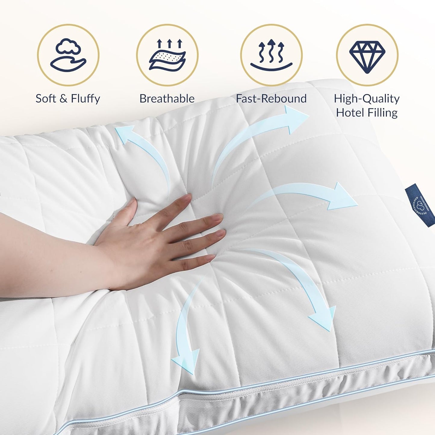 Skiennix Adjustable Bed Pillow - Queen Size Hotel Pillow with 3 Removable Inserts for All Sleep Positions