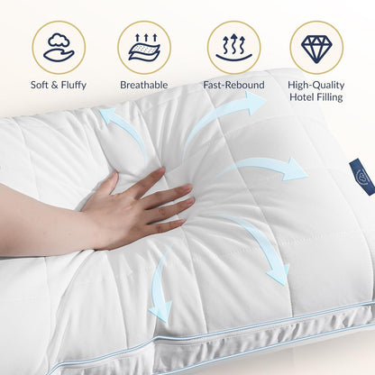 Skiennix Adjustable Bed Pillow - Queen Size Hotel Pillow with 3 Removable Inserts for All Sleep Positions