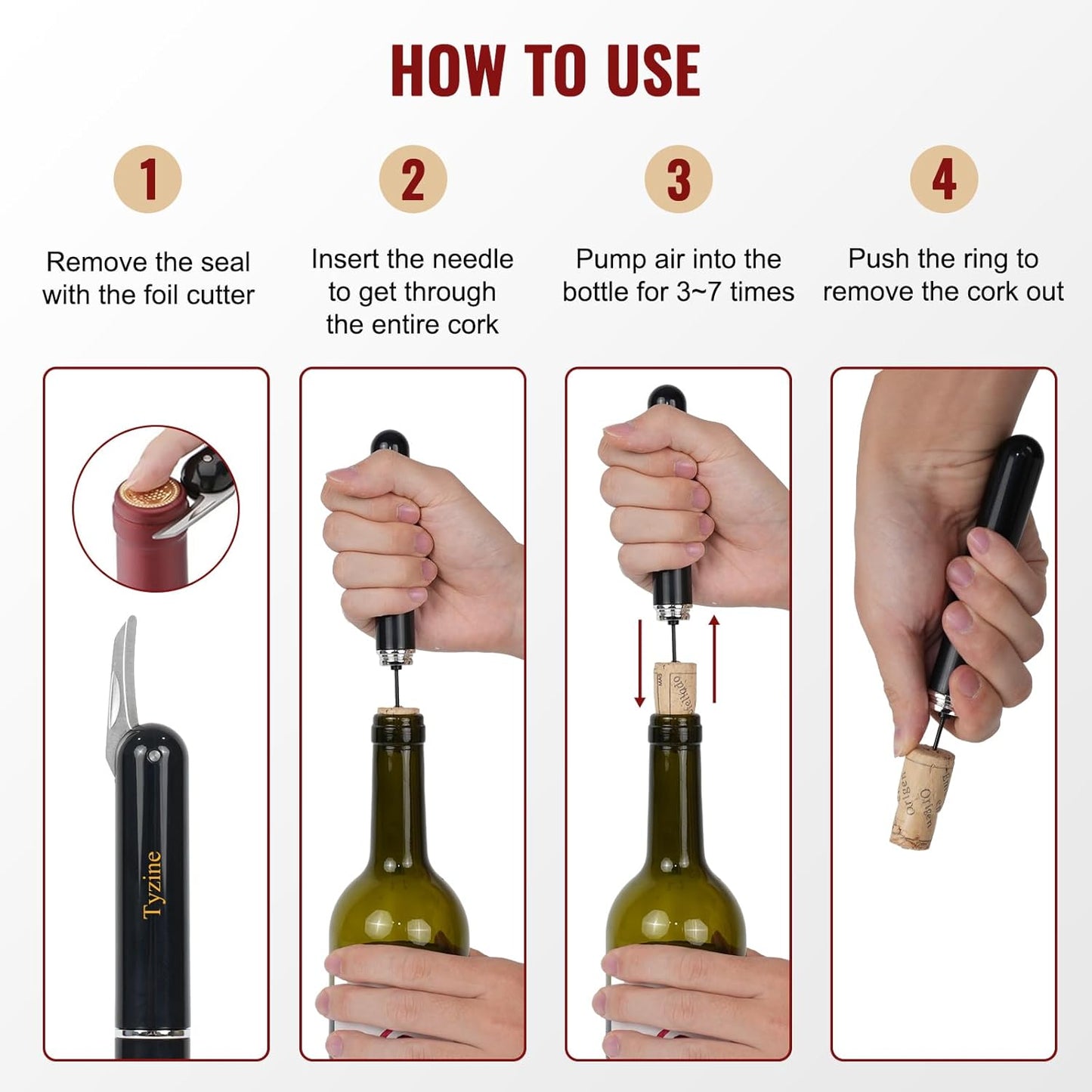 Wine Air Pressure Pump Bottle Opener With Cutting Wine Bottle Foil Knife, Efficient Corkscrew Bottle Opener,Easy Screw Out Tool,Great For Wine Lovers,Perfect Wine Gift. (black), small