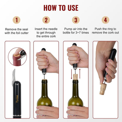 Wine Air Pressure Pump Bottle Opener With Cutting Wine Bottle Foil Knife, Efficient Corkscrew Bottle Opener,Easy Screw Out Tool,Great For Wine Lovers,Perfect Wine Gift. (black), small
