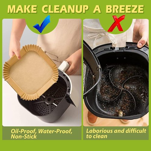 Air Fryer Liners - 10 Inch Square Non-Stick Parchment Paper | 150PCS Oil Resistant & Waterproof