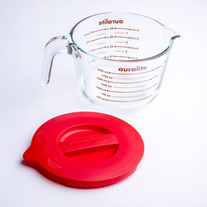Auralite 8-Cup Borosilicate Glass Measuring Cup - 2 Quart with Lid for Precision Baking & Cooking
