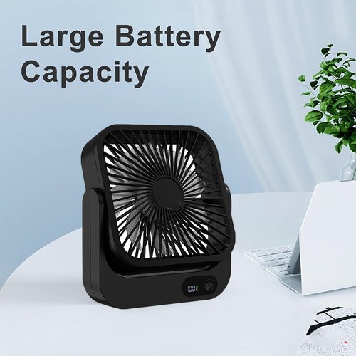Magnetic Cruise Ship Approved Fan - 5000mAh Battery Operated Portable Fan with 5 Speeds | Sticks to Cabin Ceilings & Walls - Black