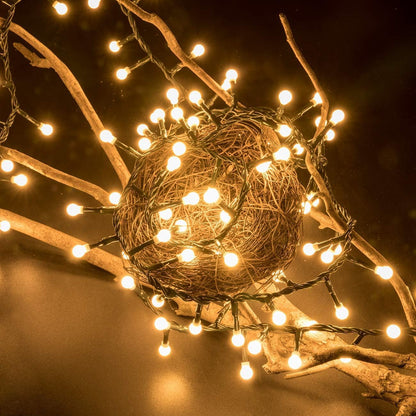 AWQ 500 LED Christmas Cluster Lights - 49ft String Lights with 8 Modes for Indoor/Outdoor Decor | Warm White