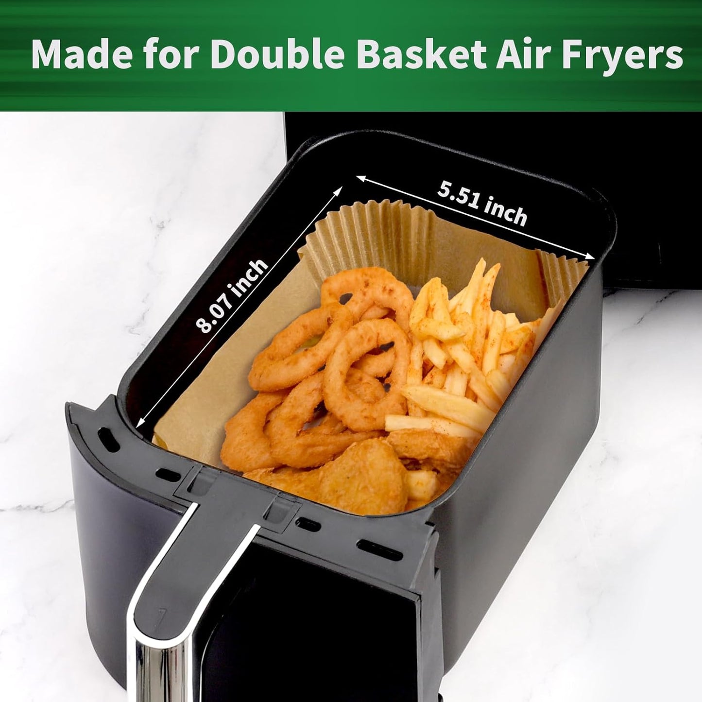 SIUDANGKA Disposable Air Fryer Liners - 125 Pcs Rectangle Parchment Sheets for Ninja Dual Fryer