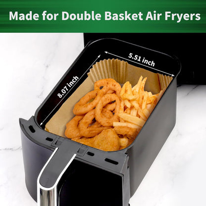 SIUDANGKA Disposable Air Fryer Liners - 125 Pcs Rectangle Parchment Sheets for Ninja Dual Fryer
