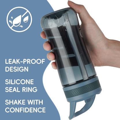 Skiennix Kids Clear Water Bottle - 14oz Leakproof Tritan Design with Flip Straw & Carry Handle - Dark Blue