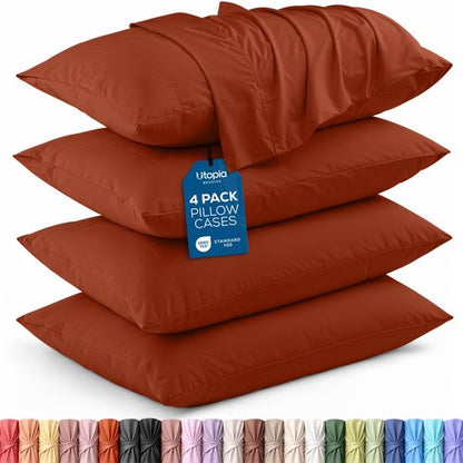 Utopia Bedding Queen Pillow Cases - 4 Pack - Envelope Closure - Soft Brushed Microfiber Fabric - Shrinkage and Fade Resistant Pillow Covers Queen Size 20 X 30 Inches (Queen, Orange)