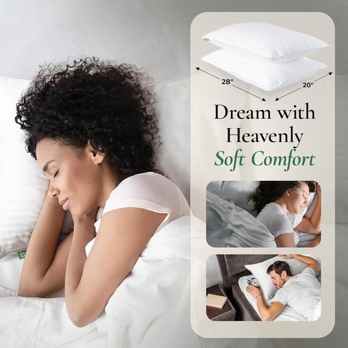 Fern and Willow Premium Queen Size Bed Pillows - Luxurious Ultra-Soft Cooling Set of 2 | Medium Firm Support for All Sleepers