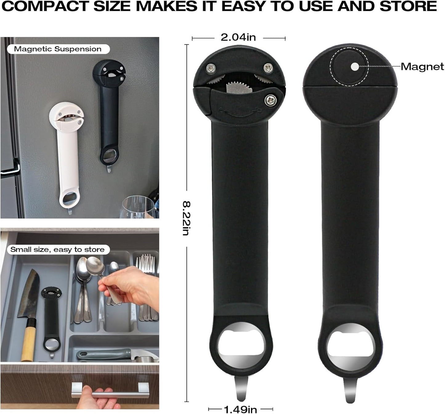 RAIN SPIRIT Multifunctional Retractable Bottle & Jar Opener - Adjustable Can & Lid Gripper for Seniors