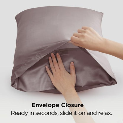 Bedsure King Size Satin Pillowcase Set of 2 - Dusty Rose Silky Pillow Cases for Hair and Skin with Envelope Closure, Similar to Silk Pillow Cases, Gifts for Women Men, 20x36 Inches, 2pcs