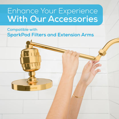 SparkPod Shower Head - High Pressure Rain - Premium Quality Luxury Design - Easy Clean Adjustable Replacement for Your Bathroom Shower Heads (Egyptian Gold, 6 Inch Round)