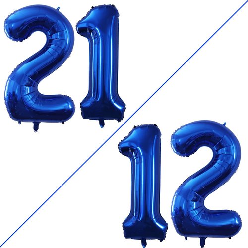 GOER Jumbo Number 12 Balloons - 42 Inch Foil Helium Balloons for 12th Birthday Party Decorations (Blue)