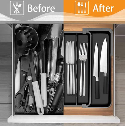 Homecor Silverware Organizer - Expandable Utensil Holder for Kitchen Drawers | BPA-Free Flatware Tray