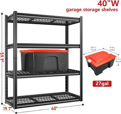 Heavy Duty Metal Garage Shelving Units - 2200LBS Adjustable Storage Shelves | 19.6" D x 39.37" W x 59.84" H