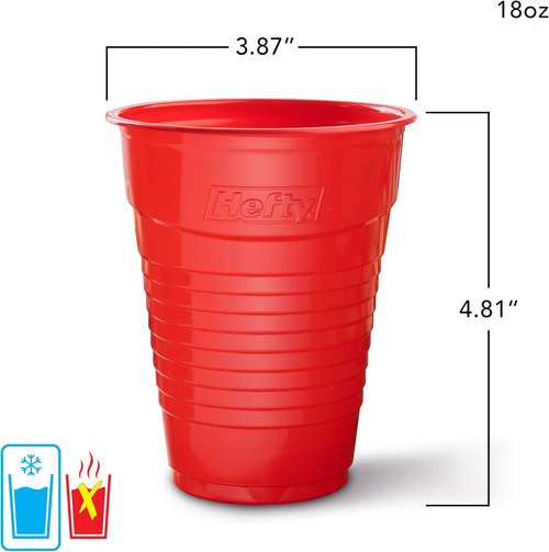 Hefty EcoSave Compostable Party Cups - Red 18 oz | 48 Total Cups (16 Count Pack of 3)
