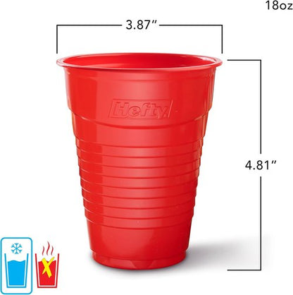 Hefty EcoSave Compostable Party Cups - Red 18 oz | 48 Total Cups (16 Count Pack of 3)