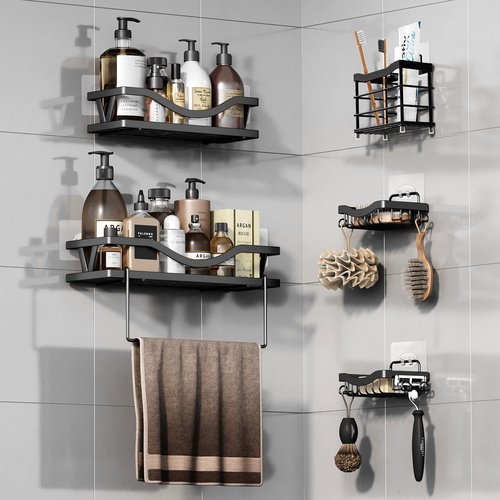 HAOBAOBEI 14 Pack Shower Caddy Adhesive Replacement, Strong Adhesive Hooks for Shower Caddy, Shower Shelf Adhesive No Drilling, for Bathroom Storage Shelves and Kitchen Racks & Soap Holder