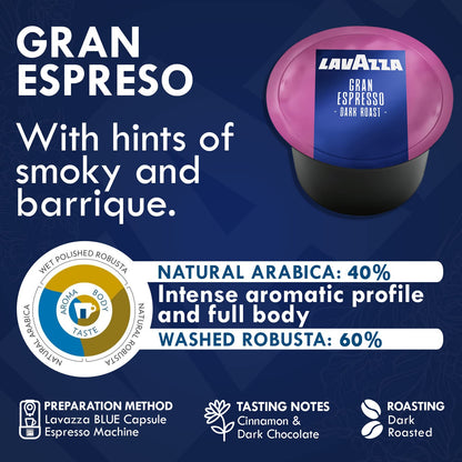 Lavazza Blue Coffee Pods, 30 Count Sampler Coffee Capsules, 5 Flavors - Top Class, Gold, Caffe Crema, Decaf, Gran Espresso, 6 Pods/Flavor