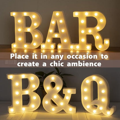 HXWEIYE LED Marquee Letters - Light Up Alphabet & Number Sign for Parties | Warm White Decor