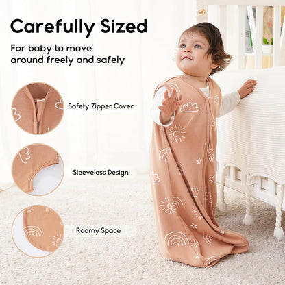 Yoofoss Baby Sleep Sack - 100% Organic Cotton Wearable Blanket for Infants | 6-12 Months, 3 Pack, 0.5 Tog