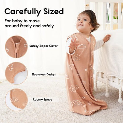 Yoofoss Baby Sleep Sack 6-12 Months 0.5 Tog Wearable Blanket for Baby, 3 Pack 100% Organic Cotton Infant Toddler Sleeping Sack 2-Way Zipper Lightweight Sleep Sack