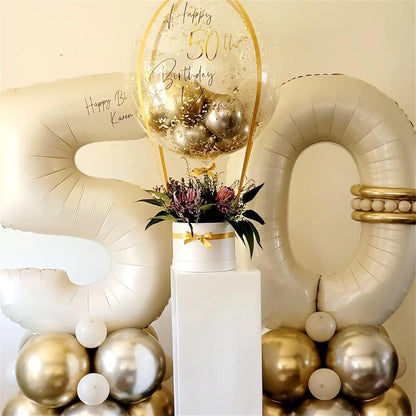 Skiennix 40-Inch Beige Number 6 Foil Balloon - Self-Inflating Ivory White Design for Birthday Celebrations