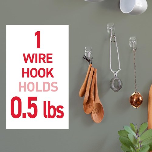 Command Small Clear Wire Toggle Hooks - Damage-Free Hanging Solution | 10 Hooks & 12 Strips, Holds 0.5 lb