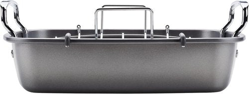 Circulon Total Bakeware Nonstick Roasting Pan with Rack - 17-Inch x 13-Inch, Gray Finish