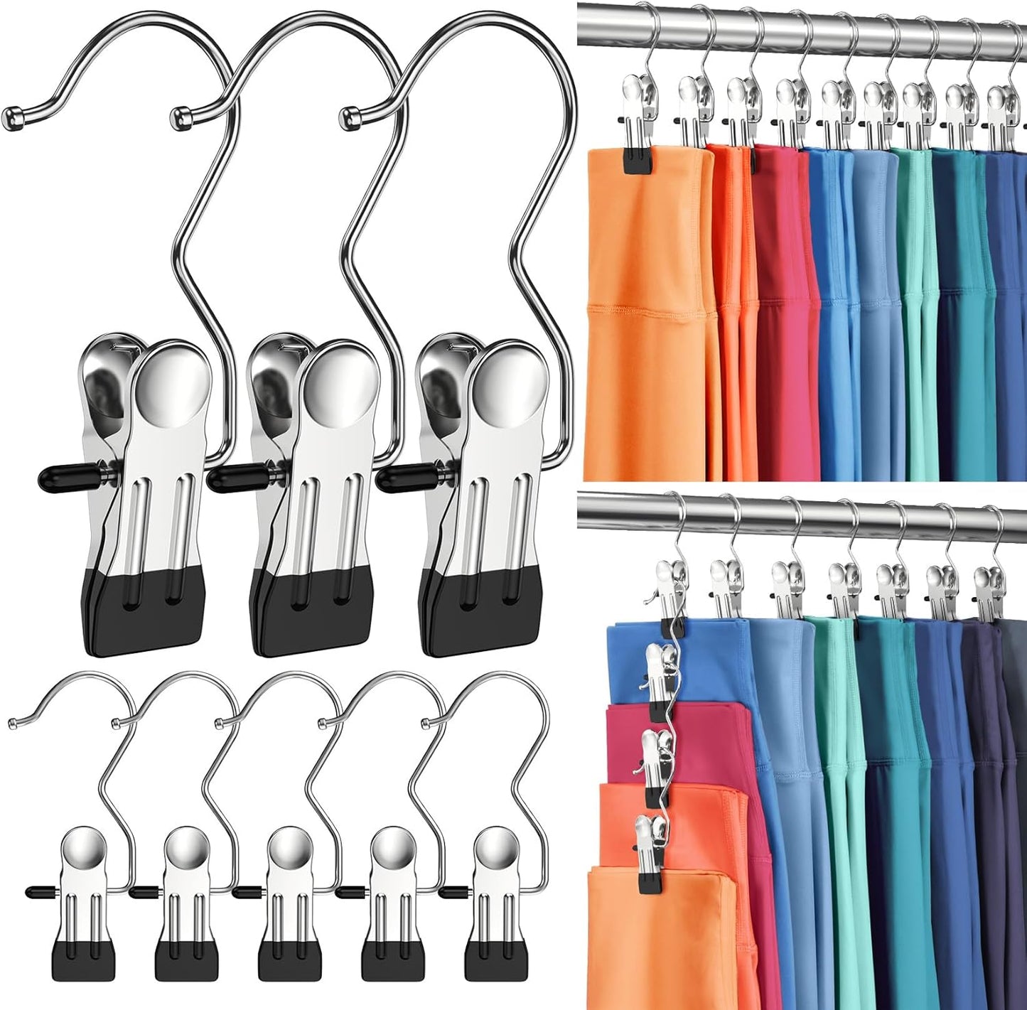 Skiennix 30-Pack Pants Hangers - Space-Saving Clip Organizers for Leggings, Jeans & Skirts