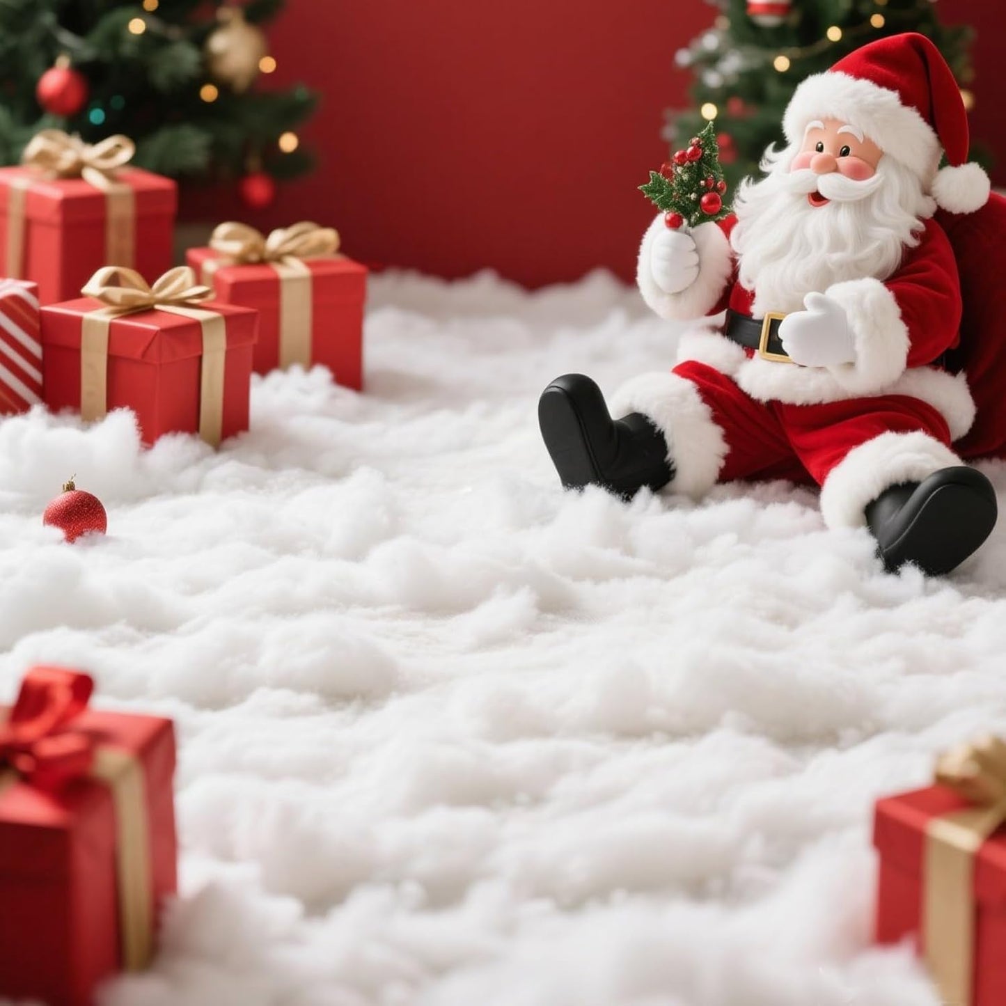 Skiennix Christmas Fake Snow Decoration - 7 Oz Fluffy White Artificial Snow for Holiday Decor