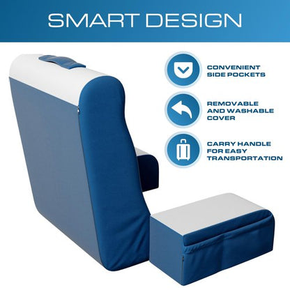 Kolbs Wedge Reading Pillow for Bed, Cushion with Arms for TV, Books, Nursing, Back - Bed Pillow for Sitting Up in Comfort, Plush Backrest. Bed Chair, Sit Up in Comfort (19" Blue)
