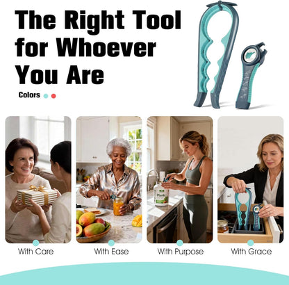 Skiennix 5-in-1 Jar Opener | Ergonomic Non-Slip Kitchen Tool for Seniors & Arthritis - Blue